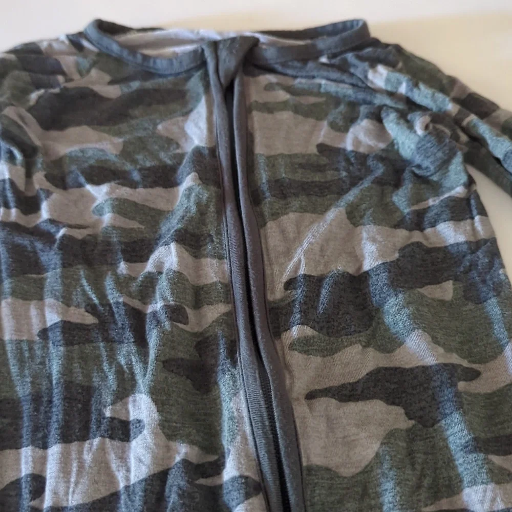 Little Sleepies Camo Print One-Piece Pajamas in Green and Gray